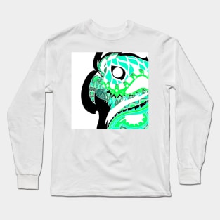 mexican parrot ecopop in green jade pattern bird Long Sleeve T-Shirt